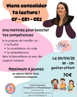 Ateliers Brevet et Lecture 📜 ✏️ 📕 
Contacte-moi si tu es intéressé(e).

A partager sans modération ! 
#orthopedagogie #lecture #brevet #methodologie #difficultescolaire

Justine Reynaud 🌈 
Enseignante - Orthopédagogue 👩🏼‍🏫 🧠 
J’accompagne vos enfants sur le chemin de leur réussite ✨
🌐 https://justine-orthopedagogie.fr